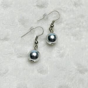 Silver Plated Ball Drop Earrings-NWOT